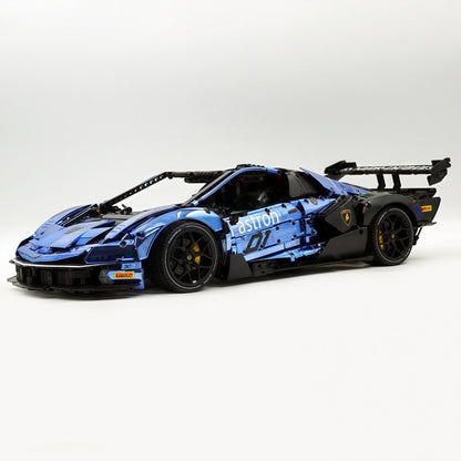 Trilumity Building Block Set: 1: 8 The Ultimate Lamborghini Essenza Scv12, Mirror Blue Plated Limited Edition (4100+Piece)