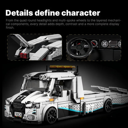 Trilumity Building Block Set: Flatbed Car Transporter | 672-Piece