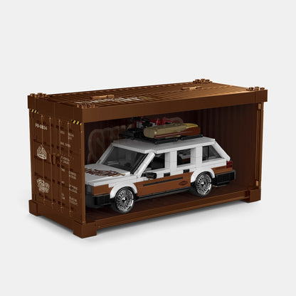 Trilumity Building Block Set: Volkswagen Santana 80s German Wagon Sleeper with Container Display Case(457-Piece)