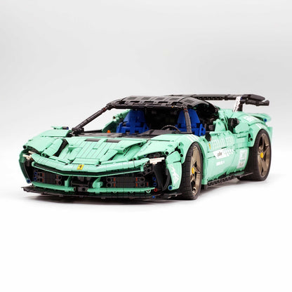 Trilumity Motorized Building Block Set: 1:8 Xx Track Hybrid Baked Enamel Mint Green Limited Color, The Ultimate Supercar, More Than 12 Features