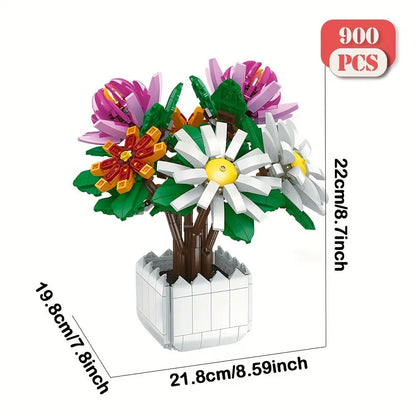 JieStar Building Block Set: Chrysanthemum Potted Plant, Model JJ9036