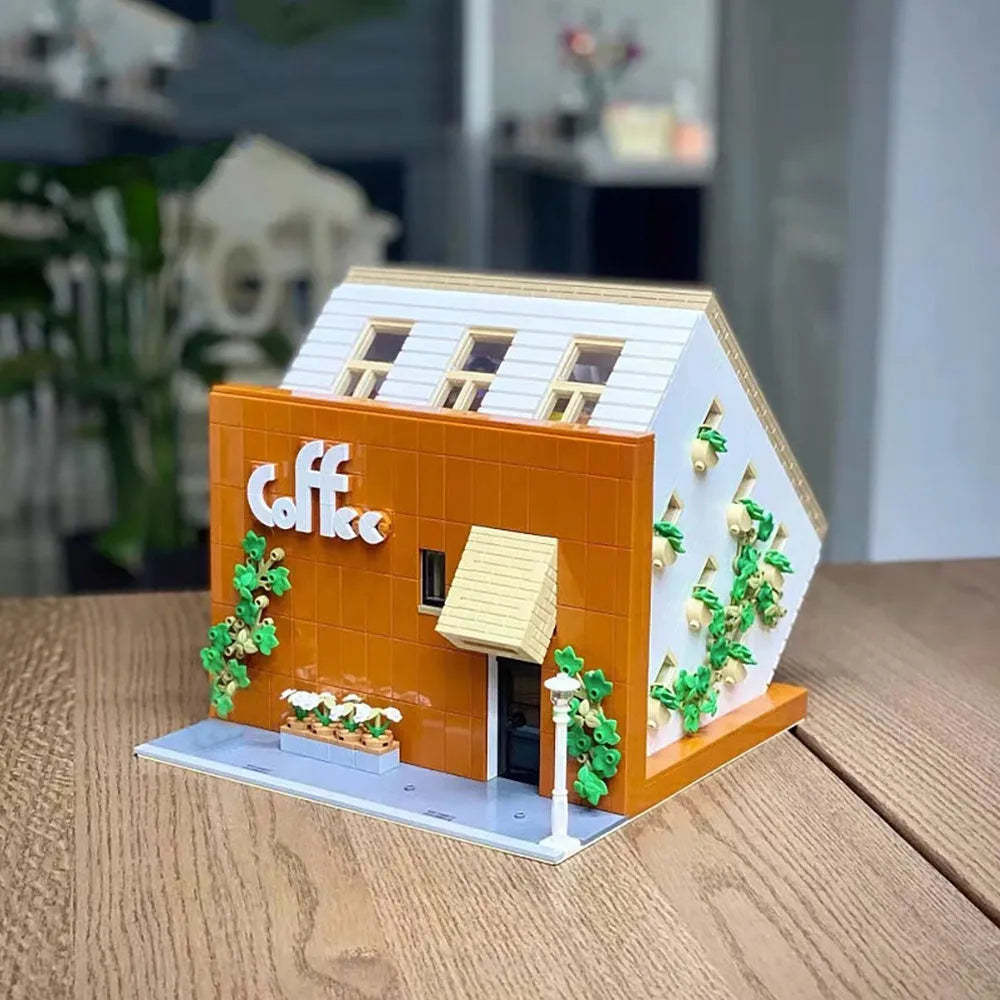 MORK MOC Building Block Set: Street Experts MOC City Upside Down Cafe, Model 10209