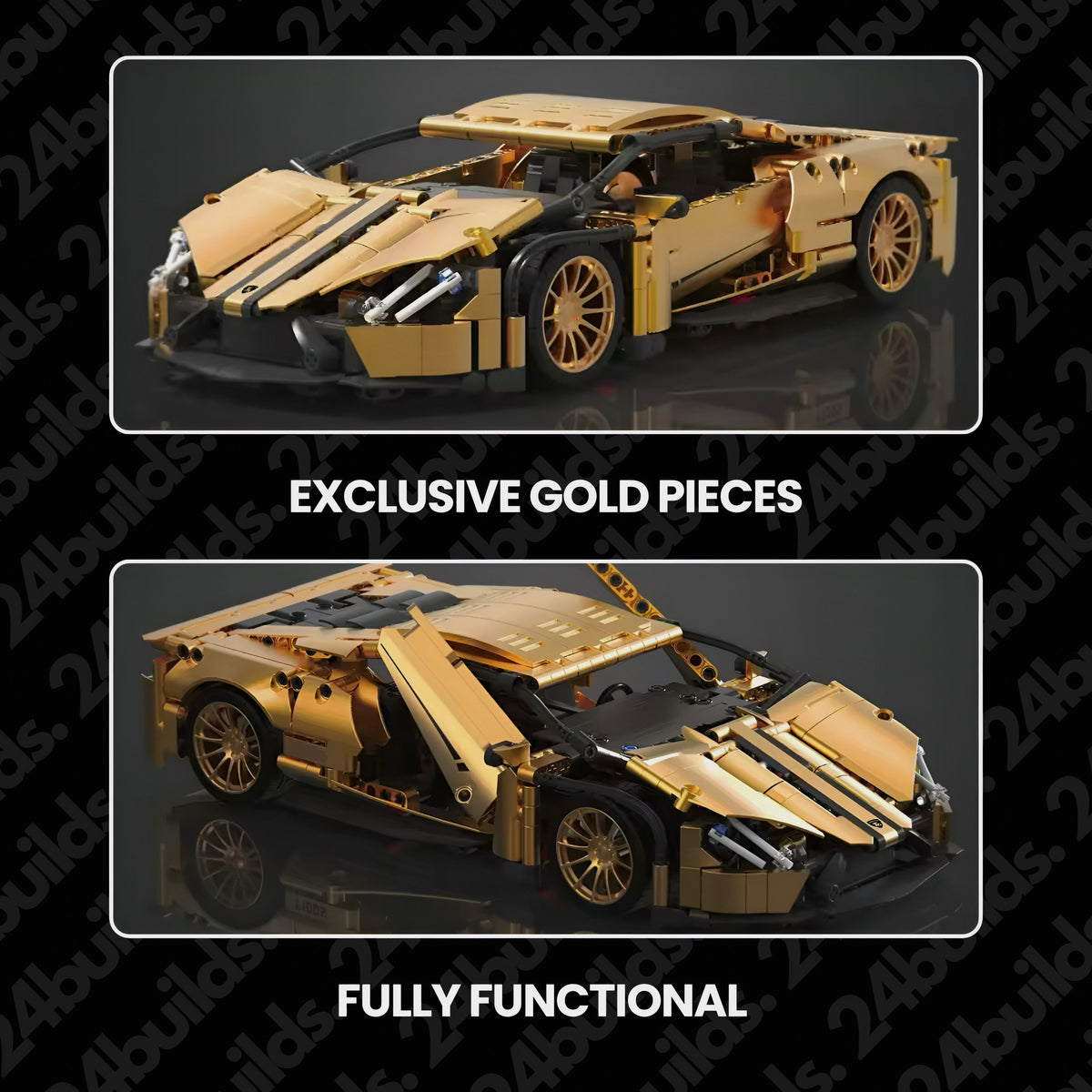 Trilumity Building Block Set: 1:14 Gold Lamborghini P1 Sports Car Sets, Collectable Model for Boys Men Teens (1309-Piece)