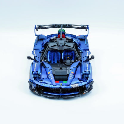 Trilumity Motorized Building Block Set: 1:8 The Ultimate Italian Hybrid Hypercar Evo | Matte Sapphire Blue Custom Edition (4058Piece)