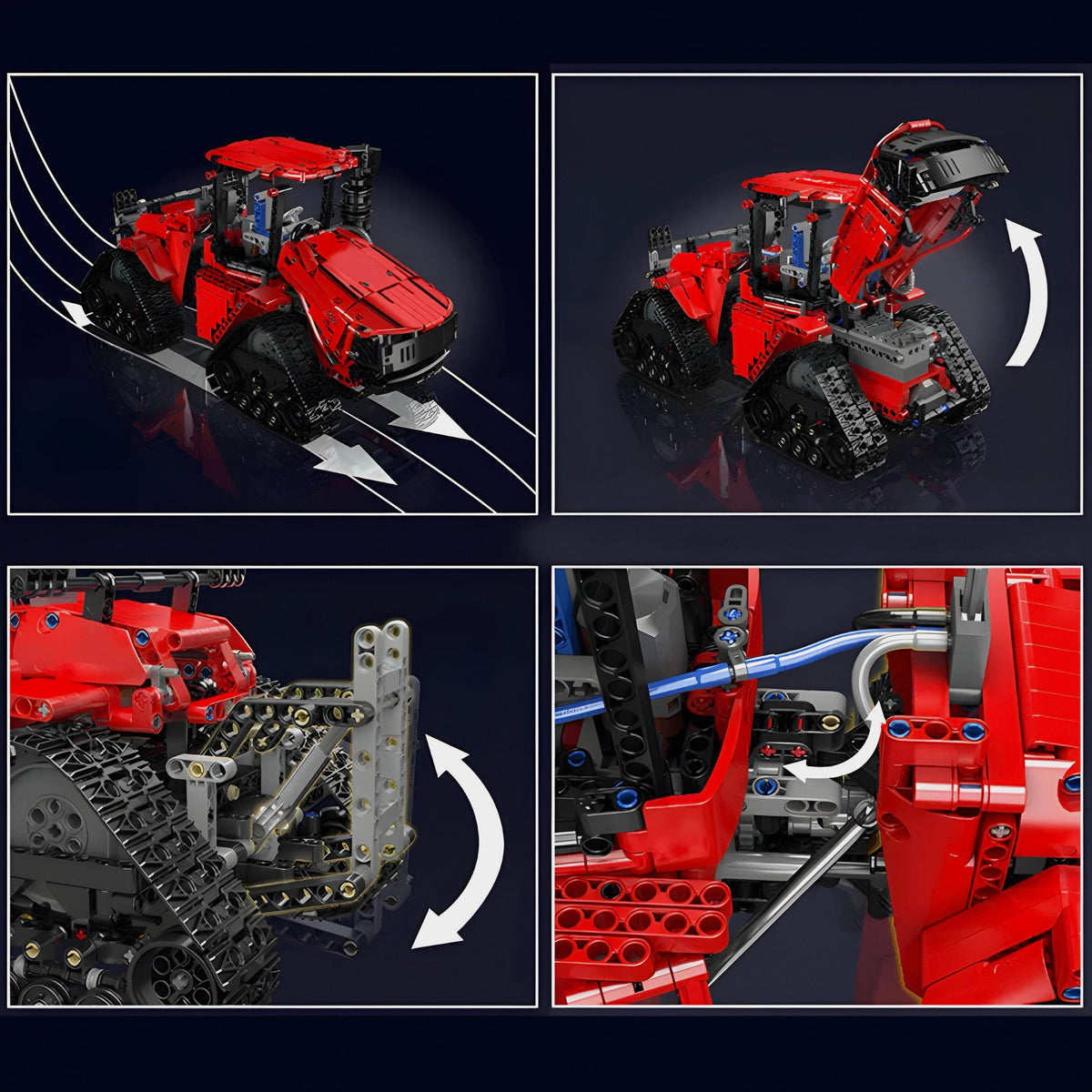 Trilumity Pneumatic Crawler Tractor Building Block Set, Remote Control, 1,698-Piece