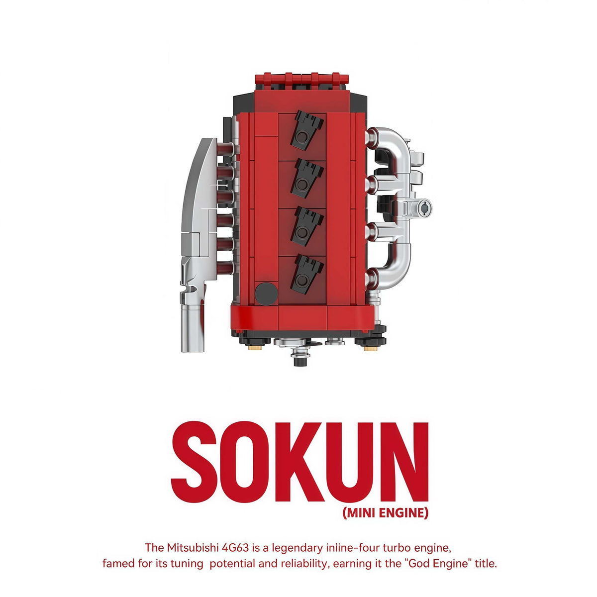Trilumity Building Block Set: Mitsubishi Evo 4G63 Engine | Home Decor (216Piece)