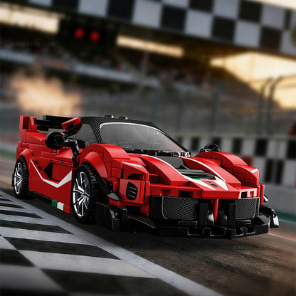 Trilumity Building Block Set: 1:24 Red Italian Hypercar & Scania Trailer Set (1728Piece)