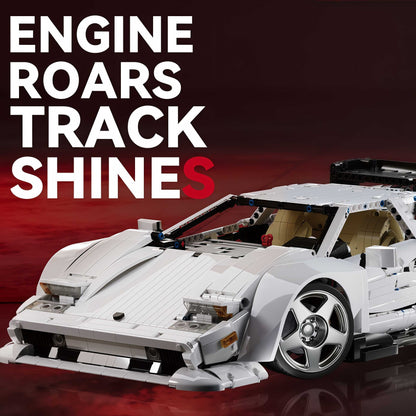 Trilumity Building Block Set: 1:8 Widebody Classic Italian 80s Icon – Pearlescent White Edition (4301-Piece)
