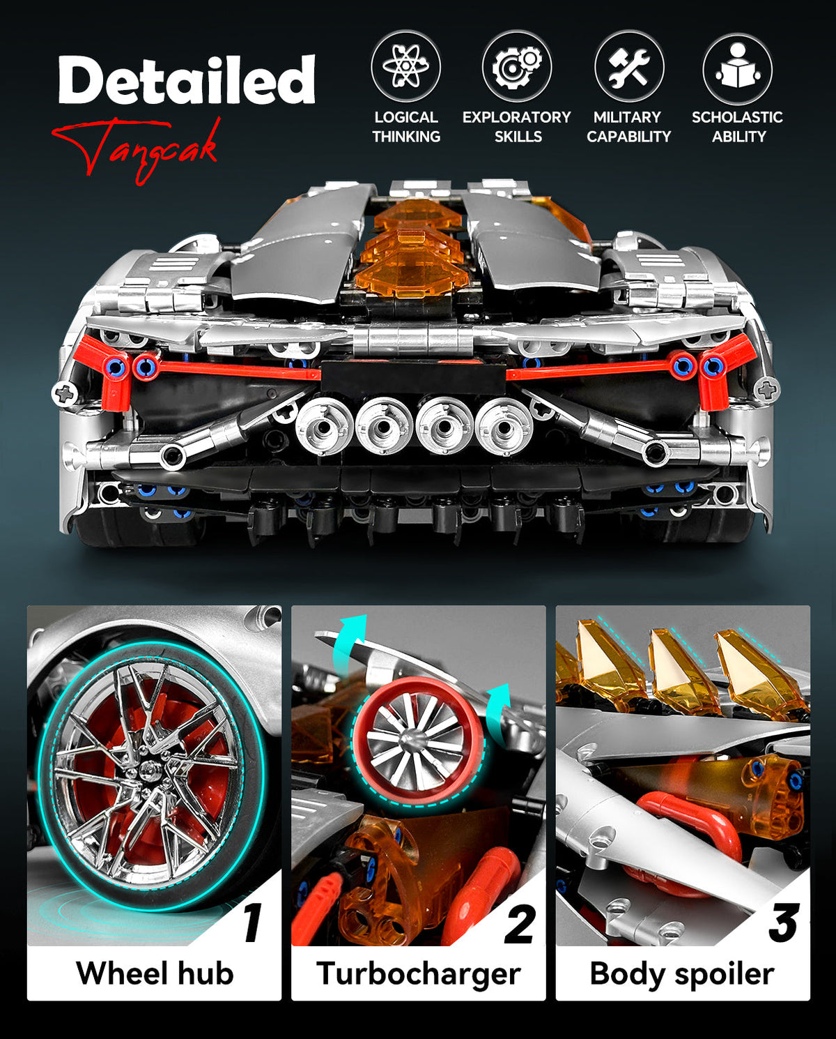 Trilumity Building Block Set: 1:10 Lamborghini Three Thousand Years Sports Car Building Sets (2130-Piece)