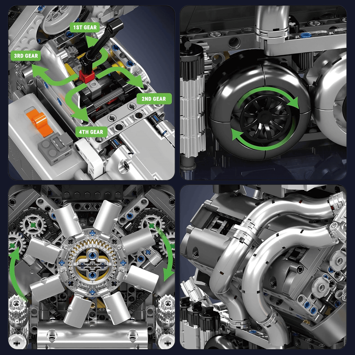 Trilumity Building Block Set: Motorised Hypercar W16 Engine & Gearbox (2024-Piece)