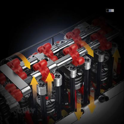 Trilumity Building Block Set: Large W16 Engine | French 16-Cylinder Engine Set (2520-Piece)
