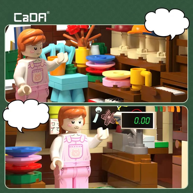Cada Building Block Set: Japanese Style Cats Store, Model C66015