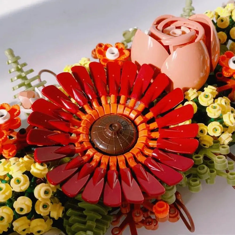 MOC Building Block Set: Romantic Love Bouquet Idea Dried Flower Centerpiece, Model 99032