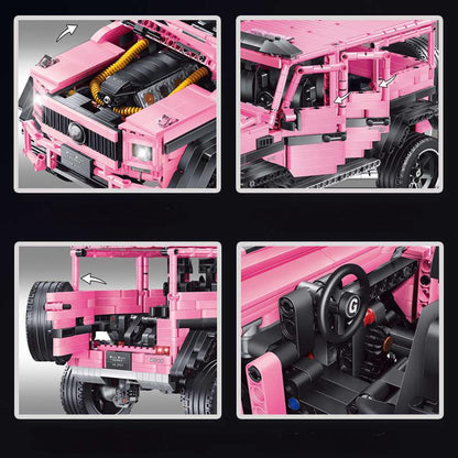 Trilumity Building Block Set: 1:8 Pink Mercedes-Benz G800 4×4 Squared Brabus (2687+Piece)