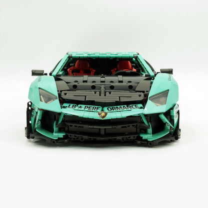 Trilumity Building Block Set: 1:8 Lamborghini Aventador Svj Lbwk | Baked Enamel Mint Green Limited Bull Widebody Supercar (4990+-Piece)