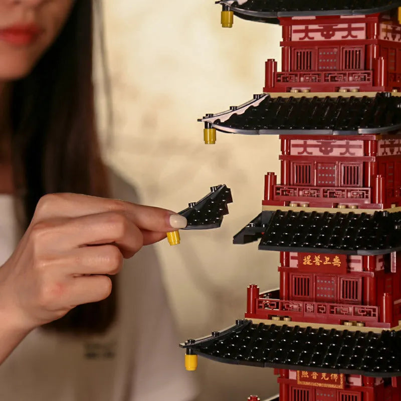 Wange MOC Building Block Set: China Hanshan Temple, Model 6235