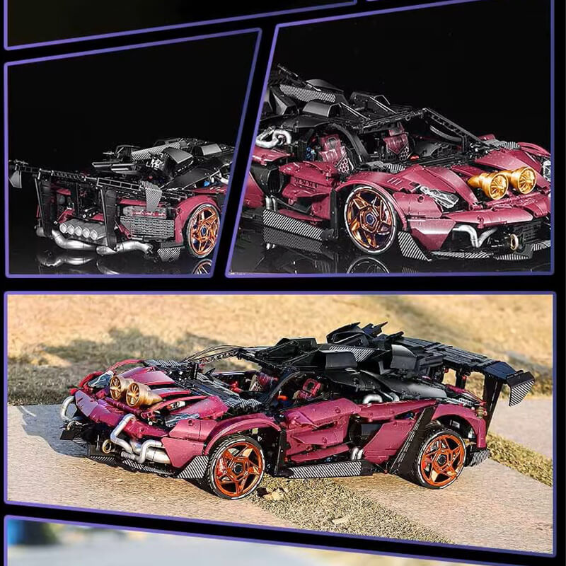 Trilumity Motorized Building Block Set: The Ultimate Turbocharged Italian Bull Jota V12 Hypercar (3950-Piece)