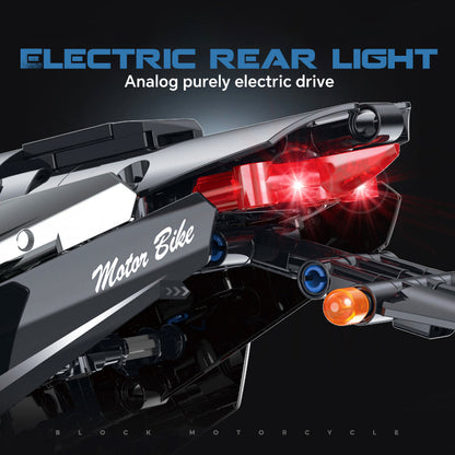 Trilumity Kawasaki R7 Motorcycle with Front and Rear Lights, Exclusive display stand Building Block Set, 1:5 Scale, 2,156-Piece