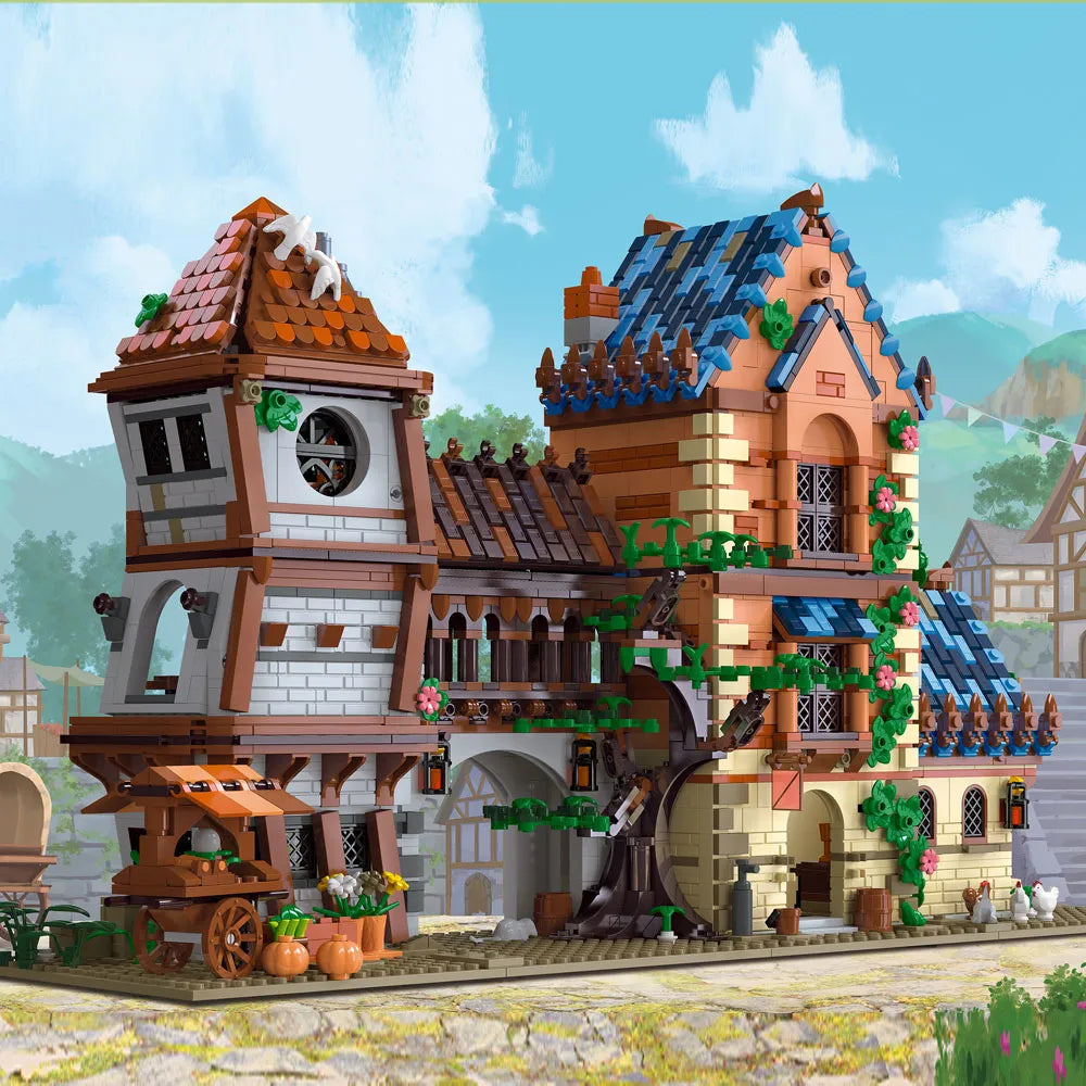 JieStar MOC Building Block Set: Experts MOC Medieval Town Tavern, Model 89151
