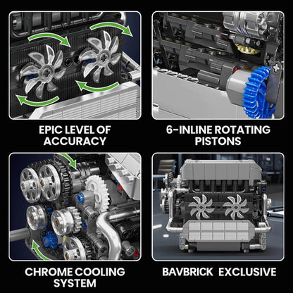 Trilumity Building Block Set: Motorised Inline-6 BMW German Engine | 744Piece
