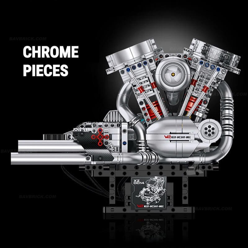 Trilumity Building Block Set: Motorised Harley Motorcycle V2 Engine(867Piece)