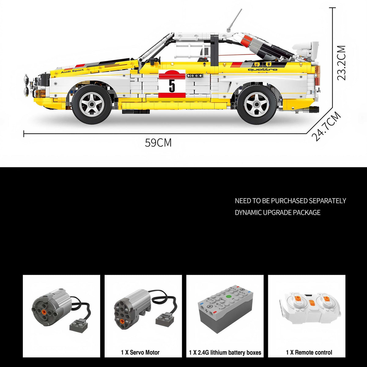 Trilumity Building Block Set: 1: 8 Audi Rally Quattro S1 Group B 1984, Genuine Authorization (3887+Piece)