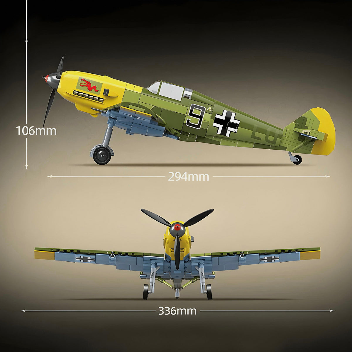 Trilumity Messerchmitt BF-109 Building Block Set, 1:18 Scale, 632-Piece