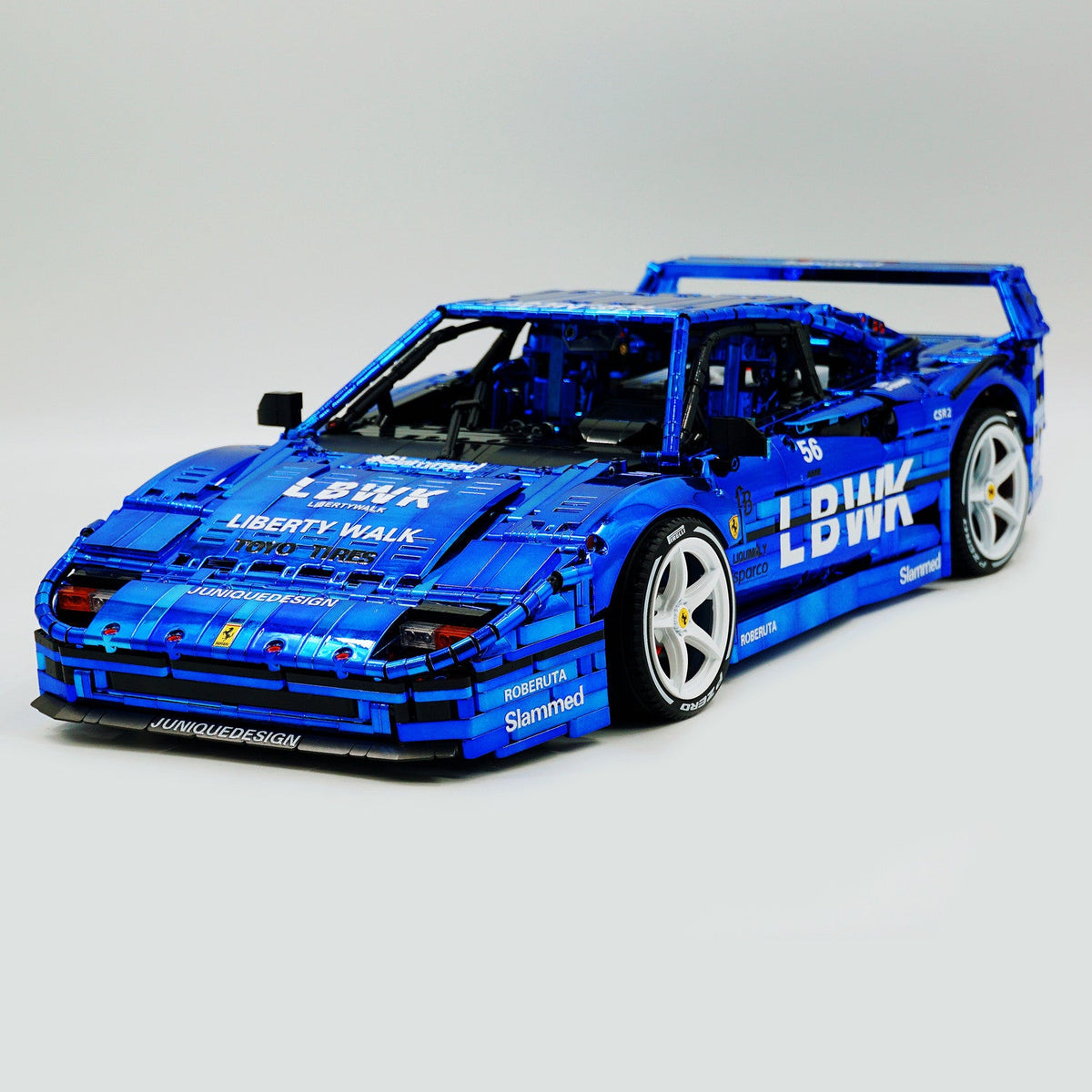 Trilumity Building Block Set: 1:8 The Ultimate 80s Turbo Icon Supercar | Lb Style Electroplated Mirror Royal Blue Edition (4026-Piece)