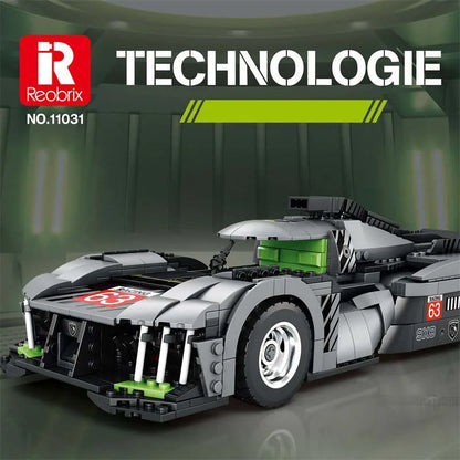 Reobrix MOC Building Block Set: PEUGEOT 9X8 Hybrid Racing Car, Model RE11031