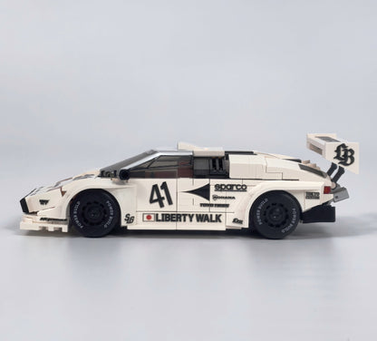 Trilumity Motorized Building Block Set: 80s Wedge Supercar Widebody Edition | Container Display Case (338-Piece)
