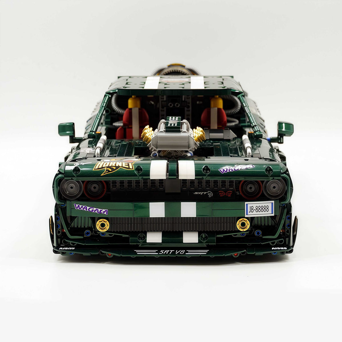 Trilumity Motorized Building Block Set: 1: 8 Dodge Challenger, Pearlescent Green Paint Customized Version (3751-Piece)