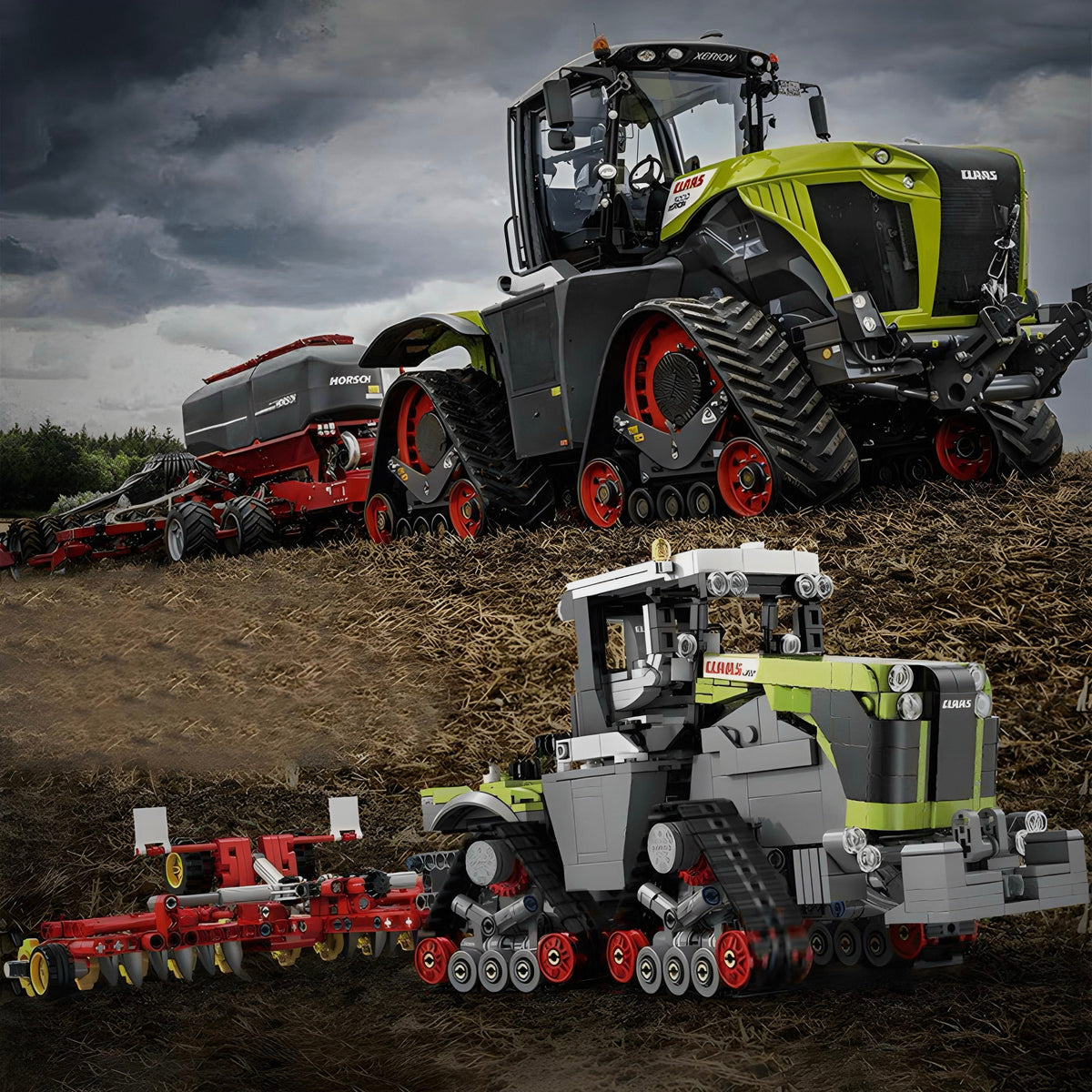 Trilumity Claas Xerion 5000 Tractor Building Block Set, 1:32 Scale, 1,335-Piece
