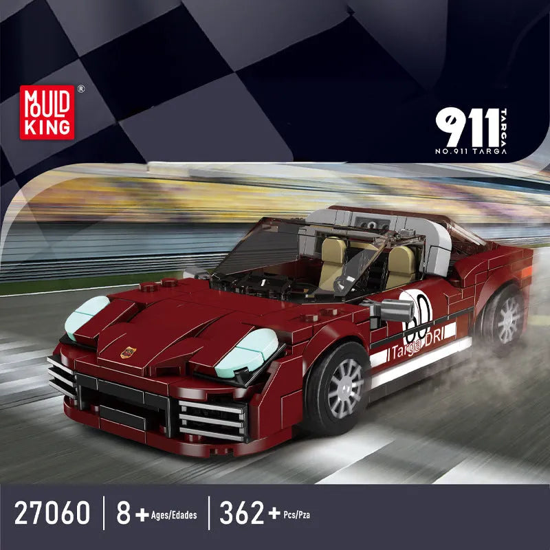 Mould King Building Block Set: Mini 911 Targa Speed Car Champions, Model K27060