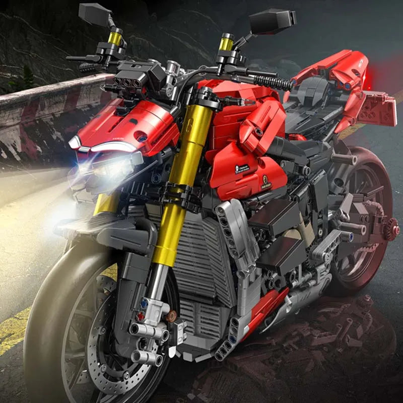 Panlos MOC Building Block Set: Ducati V4 Sport Motorcycle, Model 672105