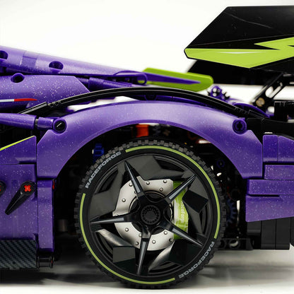 Trilumity Motorized Building Block Set: 1:8 Comet Purple Lamborghini Supercar with Remote Control – Electric Features, V10 Engine, and Custom Starry