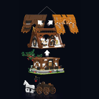 Mould King MOC Building Block Set: Medieval City Log Cabin, Model K16054