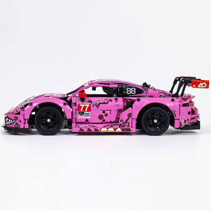 Trilumity Building Block Set: Porsche 911 GT3 R "Rexy" Ao Racing Car | Green & Pink Edition (1313-Piece)