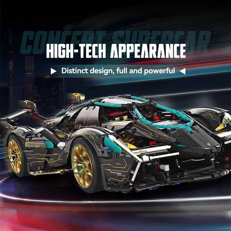 Trilumity Motorized Building Block Set: 1: 8 Lamborghini Lambo V12 Vision GT, Cyberpunk Style, Electric Opening and Closing Cockpit (2472-Piece)