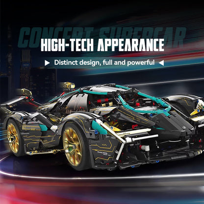 Trilumity Motorized Building Block Set: 1: 8 Lamborghini Lambo V12 Vision GT, Cyberpunk Style, Electric Opening and Closing Cockpit (2472-Piece)