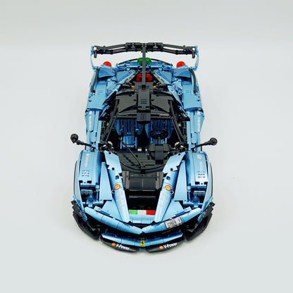 Trilumity Motorized Building Block Set: 1:8 The Ultimate Italian Hybrid Hypercar Evo | Customized Electroplating Tiffany Blue Italian Exotic