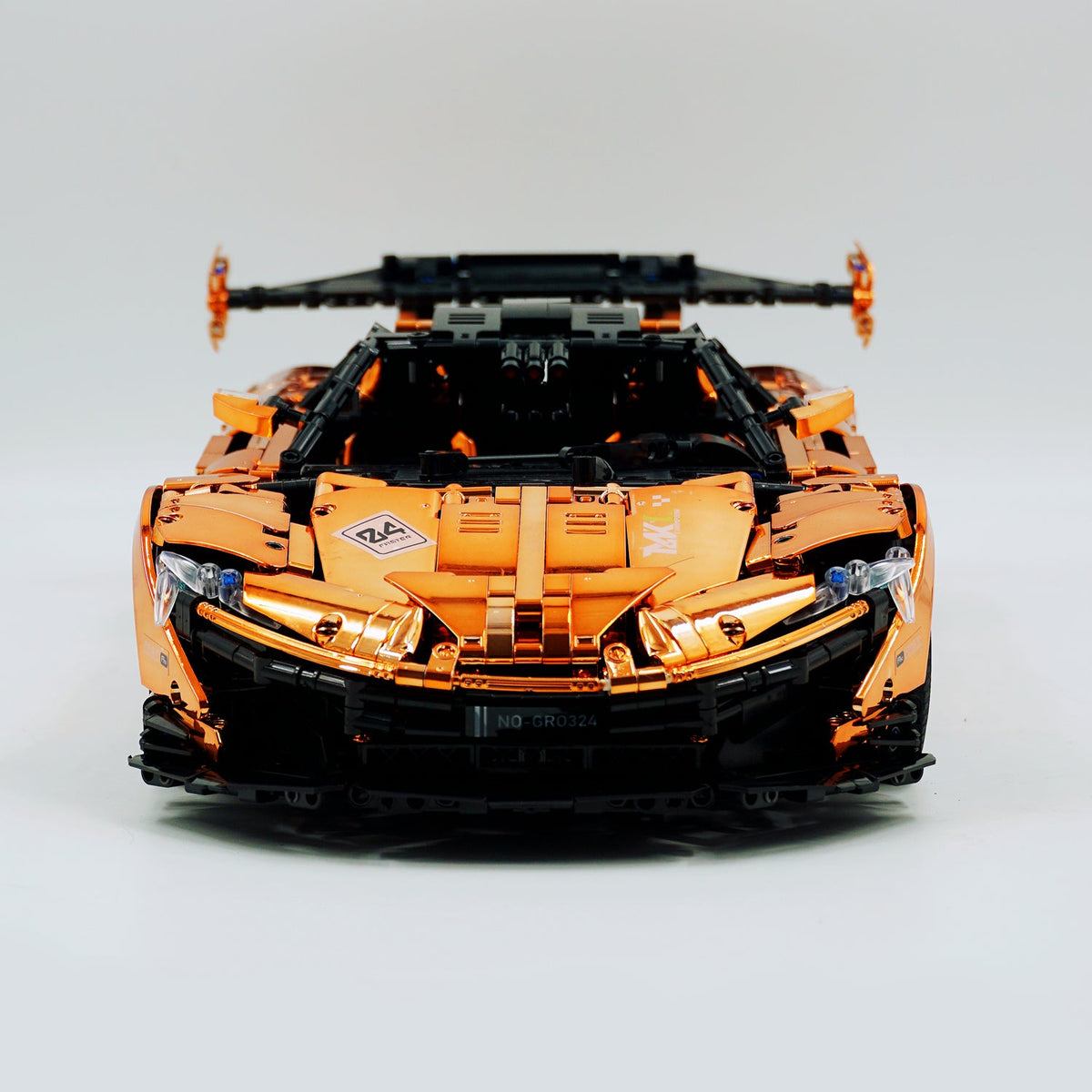 Trilumity Motorized Building Block Set: 1: 8 British Hybrid Hypercar Orange Gold Plating Supercar Building Sets with Remote Control, Electric lift