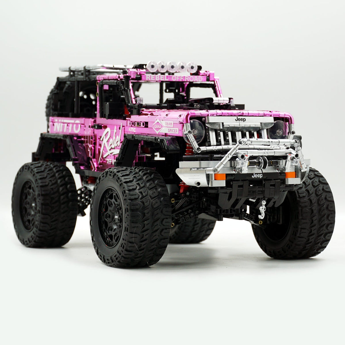 Trilumity Jeep Wrangler Off-Road Electroplating Pink Limited Edition Building Block Set, 1:6 Scale, Remote Control, 2,121-Piece