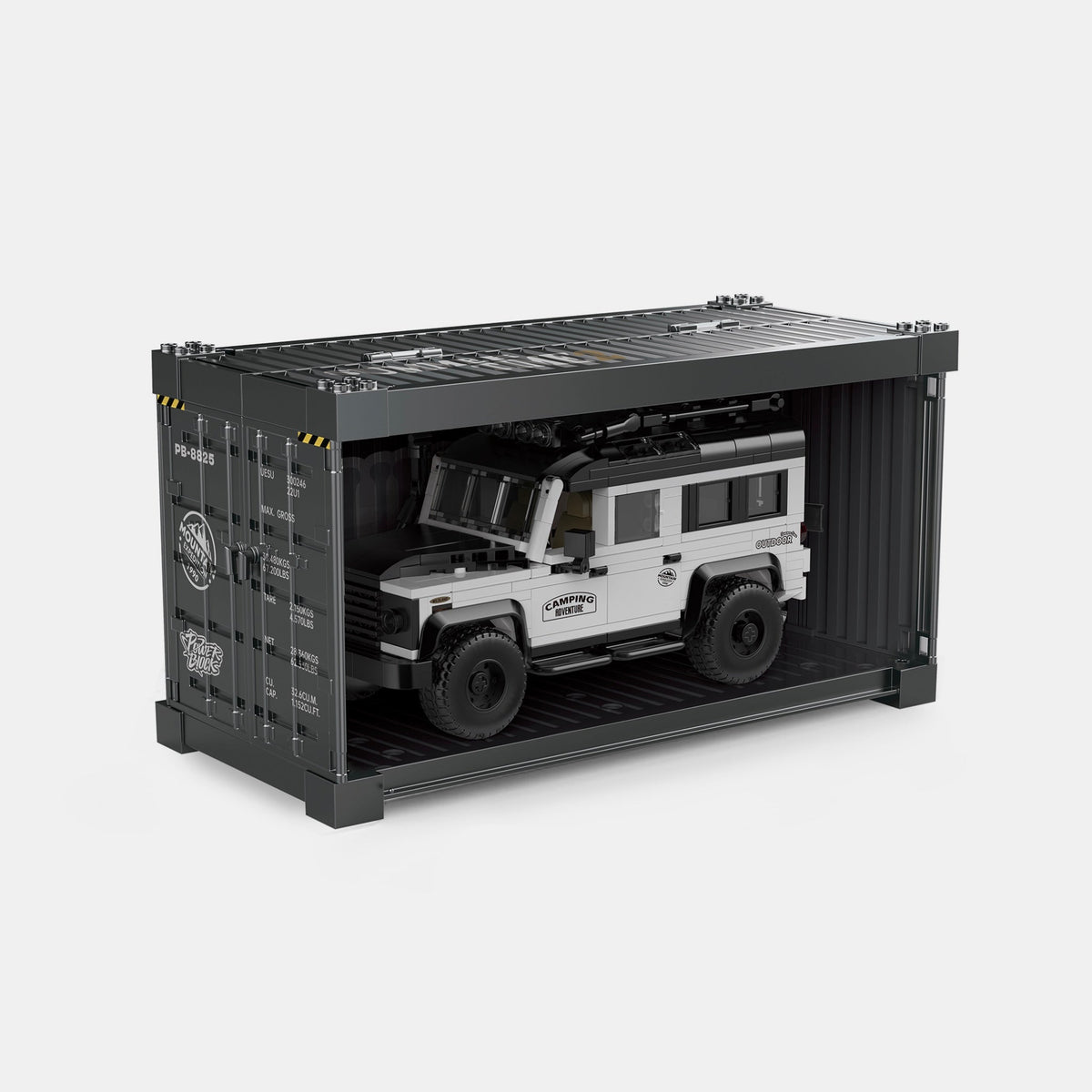 Trilumity Building Block Set: Land Rover Defender Camper | British Camper Off‑Roader with Container Display Case(676-Piece)