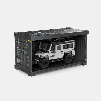 Trilumity Building Block Set: Land Rover Defender Camper | British Camper Off‑Roader with Container Display Case(676-Piece)