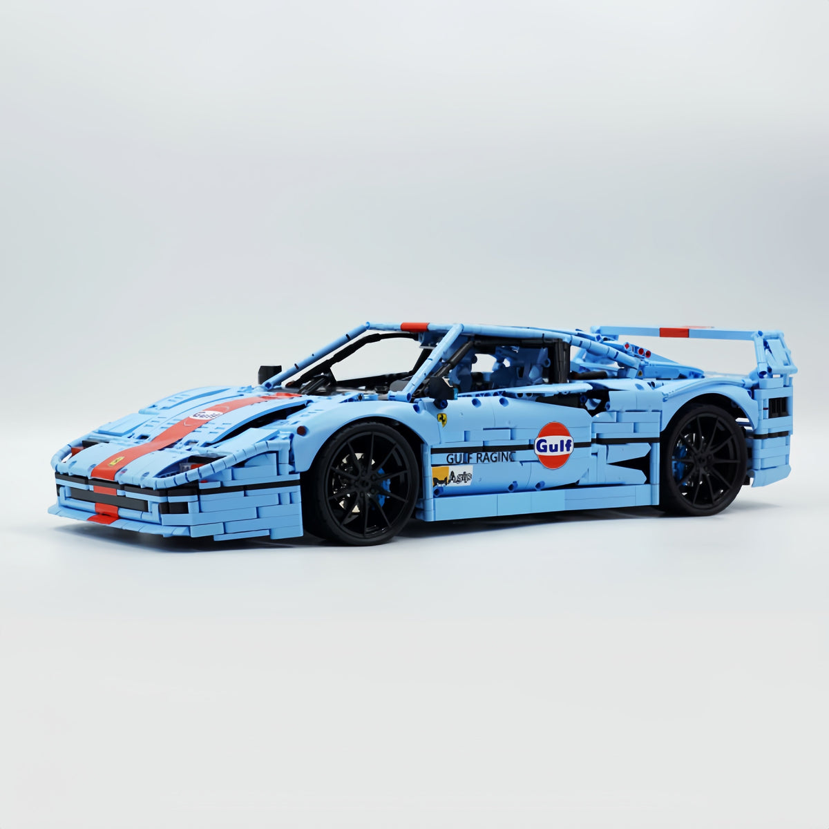 Trilumity Building Block Set: 1:8 The Ultimate 80s Turbo Icon Supercar, Gulf Blue Custom Edition (4026-Piece)