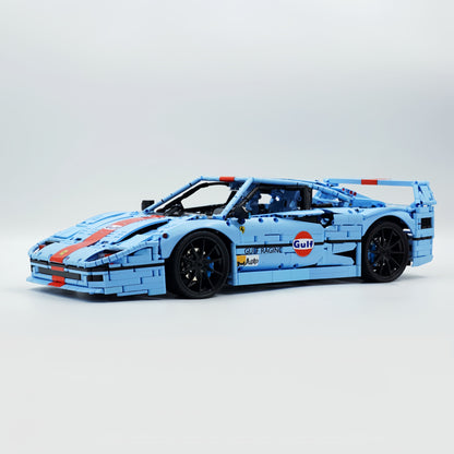 Trilumity Building Block Set: 1:8 The Ultimate 80s Turbo Icon Supercar, Gulf Blue Custom Edition (4026-Piece)