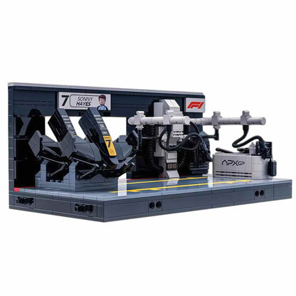 Trilumity Building Block Set: Apx Gp F1 Pit Lane Gate 7 | Includes a Complete Set of Stickers (489Piece)