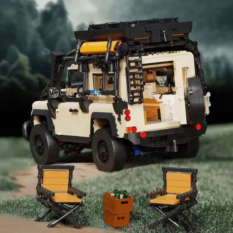 Trilumity Building Block Set: 1:10 Land Rover Defender Camper, Outdoor Adventure Build, Comes with a variety of camping equipment (2766-Piece)