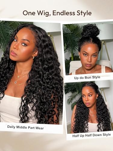 Trilumity Water 13X6 Glueless Pre Water Wave 100% Human Hair - Natural Black Hair Replacement Wig