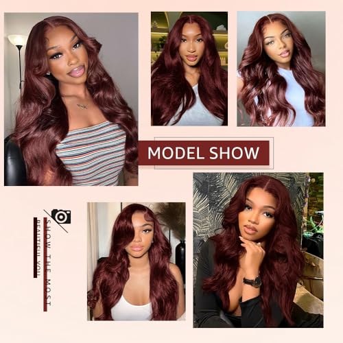 Trilumity Reddish Brown Al 13X4 Body Wave Human Hair - Brown Hair Replacement Wig